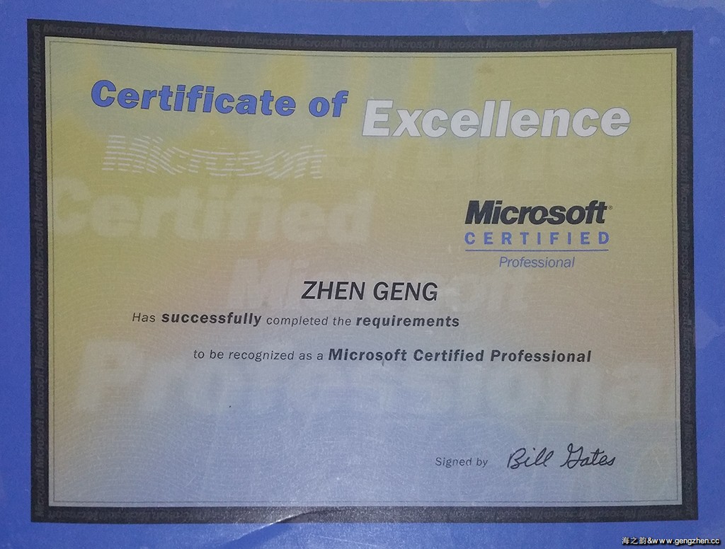 微软认证产品专家（Microsoft Certified Professional）-MCP2004