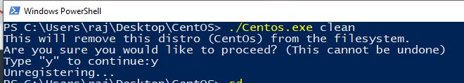 在Windows上使用WSL安装卸载Centos